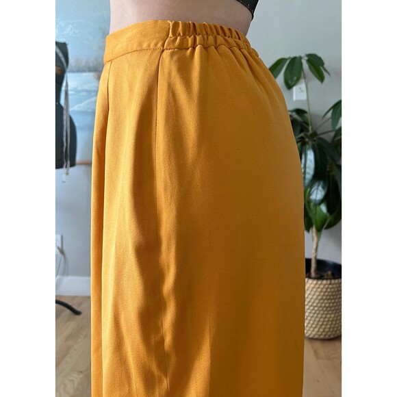 Vintage egg yolk yellow straight skirt midi size 8 fully lined - Picture 3 of 8